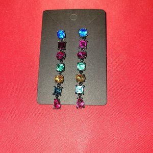 NY&Co. Multicolor Crystal Linear Drop Earrings